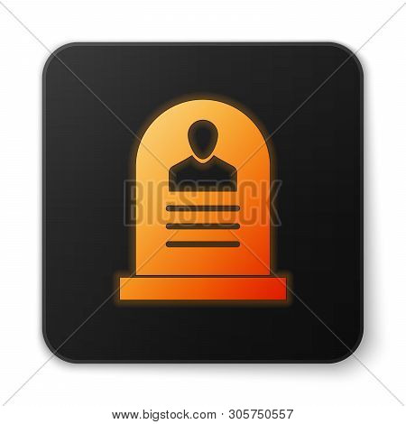 Orange Glowing Tombstone With Rip Written On It Icon Isolated On White Background. Grave Icon. Black