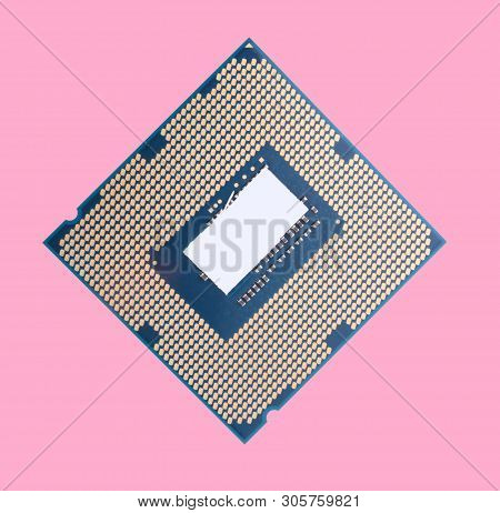 Central Processor Unit Isolated On Pink Background At Dry Sunny Day