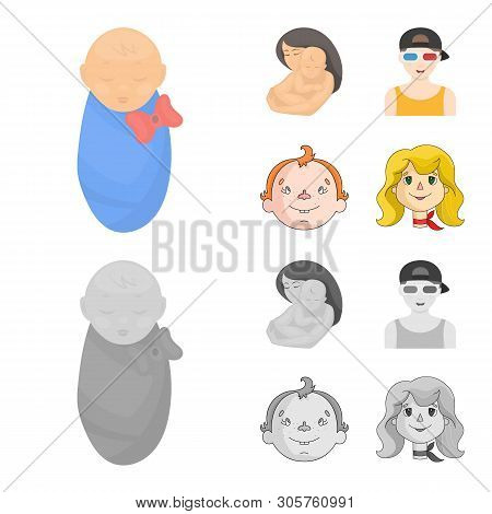 Vector Illustration Of Girl And Boy  Icon. Set Of Girl And School Vector Icon For Stock.