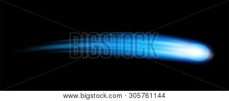 Creative Illustration Of Flying Cosmic Meteor, Planetoid, Comet, Fireball Isolated On Background. Fi