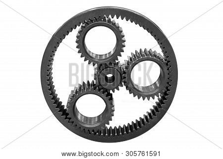 Planetary Gears Engineering Technology Teamwork. Isolated On White Background