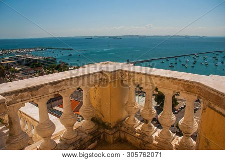 Salvador, Bahia, Brazil: Top View From Lacerda Elevator Against The Blue Sky