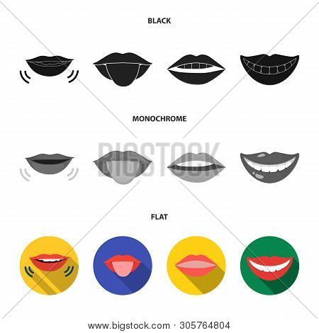 Vector Illustration Of Kiss  And Smile Icon. Set Of Kiss  And Sexy  Stock Vector Illustration.