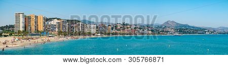 Malaga, Spain - June 26, 2018. Panoramic View Over The Malagueta Beach, Malaga City, Costa Del Sol, 