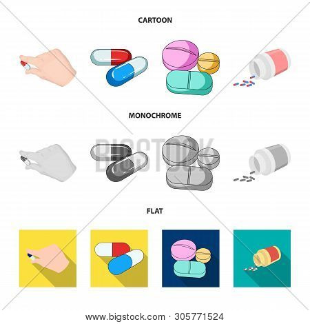 Vector Design Of Pill And Medicine Symbol. Set Of Pill And Vitamin Stock Symbol For Web.