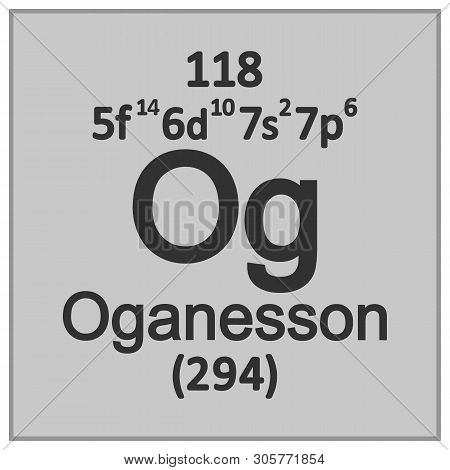 Periodic Table Element Oganesson Icon. Vector Illustration.