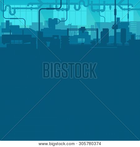 Creative Illustration Of Factory Line Manufacturing Industrial Plant Scen Interior Background. Art D