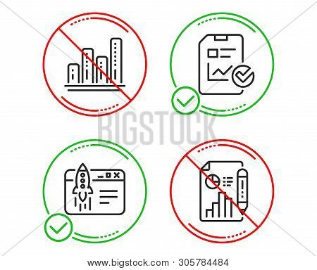 Do Or Stop. Start Business, Report Checklist And Graph Chart Icons Simple Set. Report Document Sign.