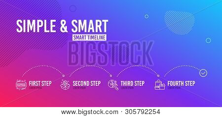 Infographic Timeline. Search Flight, Fastpass And Sale Icons Simple Set. Shopping Sign. Airplane Tri