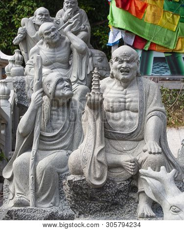 Hainan Island, China - 12 November 2016: Chinese Sculpture In The Garden  In Nanshan Buddhist Cultur