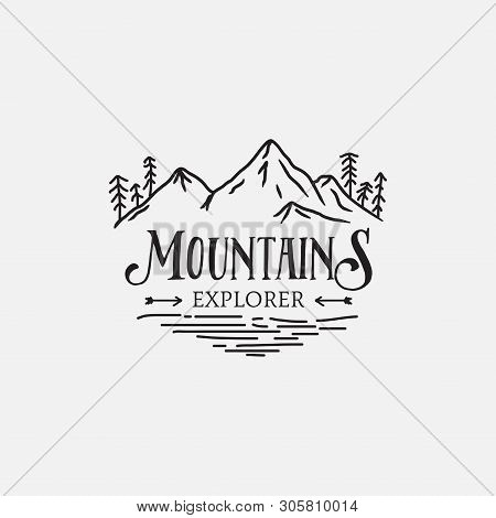 Mountain Pine Trees Retro Logo Design For Good Measure - Can Used Photographer, Outdoor, Adventure L