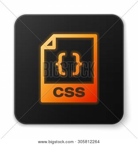 Orange Glowing Css File Document Icon. Download Css Button Icon Isolated On White Background. Css Fi