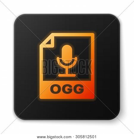 Orange Glowing Ogg File Document Icon. Download Ogg Button Icon Isolated On White Background. Ogg Fi