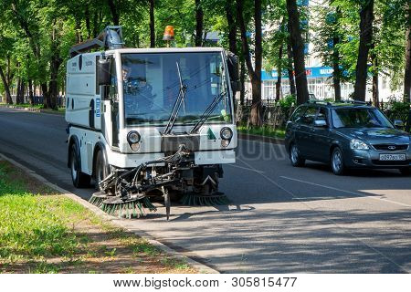Sterlitamak, Russia - June 1, 2019; Special Machinery. Machine With Tassels. Brushes For Cleaning Th