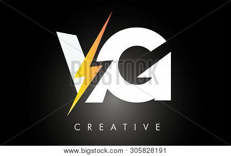 Vg Letter Logo Design With Lighting Thunder Bolt. Electric Bolt Letter Logo Vector Illustration.