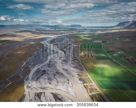 Long Snow Hills In Iceland Top View