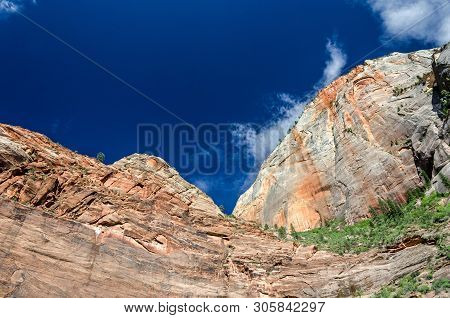 Scenic Red Mountain Cliff In The Desert