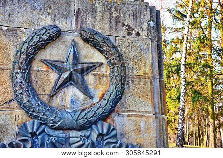 Star On A Monument From Granite.