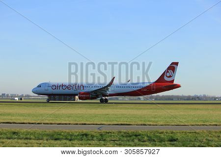 Amsterdam, The Netherlands  - November 25th, 2016: D-abcp Air Berlin Airbus A321 Taking Off From Pol