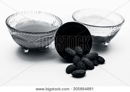 Milk Face Pack For Natural Instant Glow Isolated On White I.e. Raw Milk Well Mixed With Powdered Alm