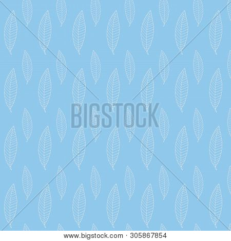 Hand Drawn Vector Botanic Pattern. Outline Leaves Background.
