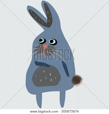 Vector Illustration With Bunny In Cartoon Style