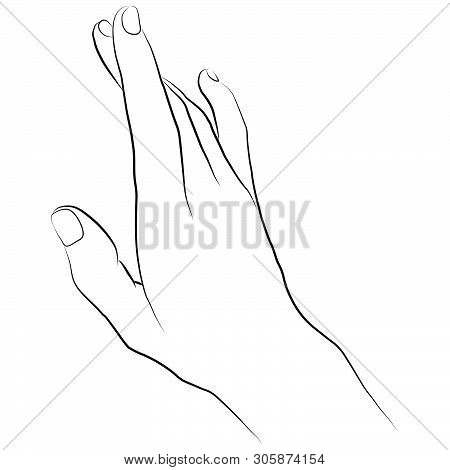Vector Illustration Of Hand In Simple Outline Style