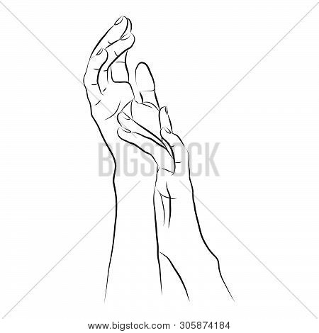 Vestor Illustration Of Hands In Simple Outline Style