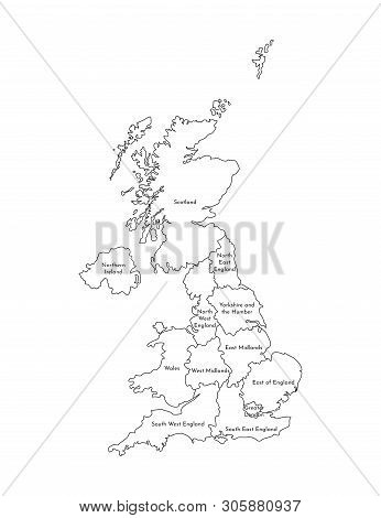 Vector Isolated Illustration Of Simplified Administrative Map Of The United Kingdom Of Great Britain