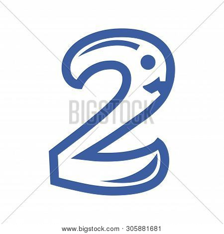 Number Two Icon Stock, Flat Design. People And Number Icon