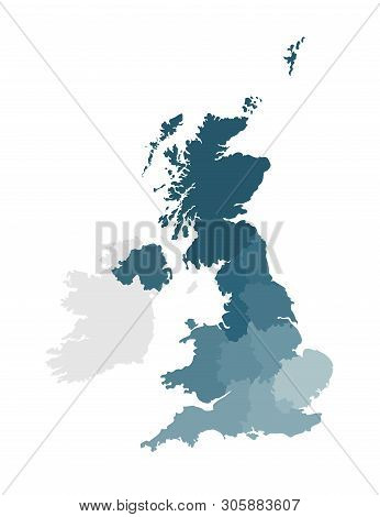 Vector Isolated Illustration Of Simplified Administrative Map Of The United Kingdom Of Great Britain