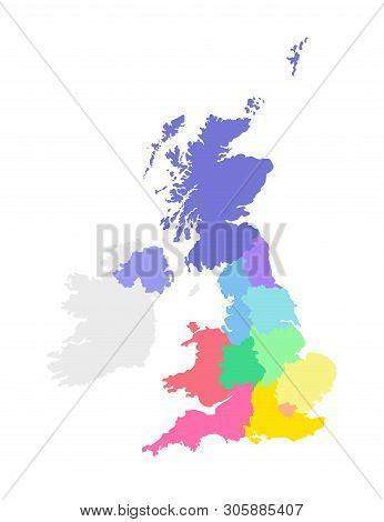 Vector Isolated Illustration Of Simplified Administrative Map Of The United Kingdom Of Great Britain