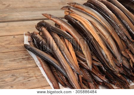 Fresh Smoked Eel At A Dutch Market, A Dutch Delicacy