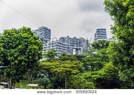 Singapore City, Singapore - April 25, 2019: The Interlace Is Composed Of 1000 Unit Apartments & Was