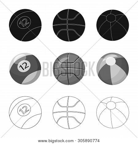 Vector Illustration Of Sport And Ball Logo. Set Of Sport And Athletic Vector Icon For Stock.