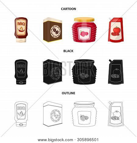 Vector Illustration Of Can And Food Icon. Collection Of Can And Package Vector Icon For Stock.