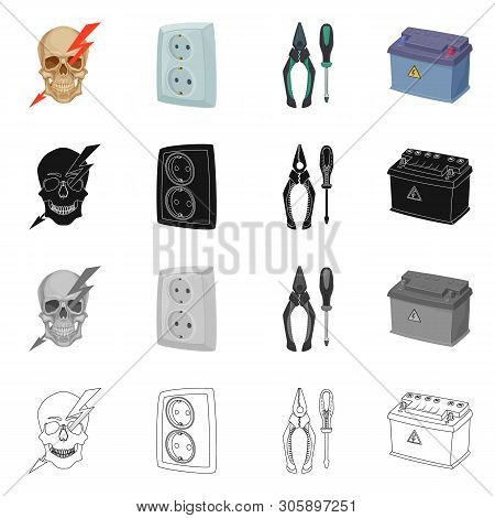 Vector Illustration Of Electricity And Electric Icon. Set Of Electricity And Energy Stock Vector Ill