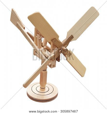 Traditional wooden scarecrow for vineyards wind powered device