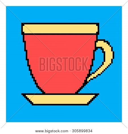Pixel Cup. Mug Icon. Vector Illustration Logo.