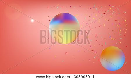 Clear Space Fantasy. Funny Colorific Illustration.  Background Texture, Smoot. Coral Colored Backgro