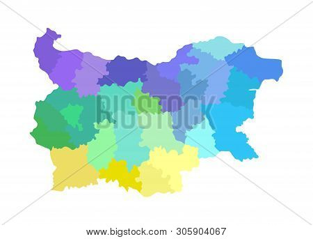 Vector Isolated Illustration Of Simplified Administrative Map Of Bulgaria. Borders Of The Regions. M