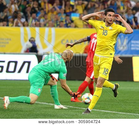 Lviv, Ukraine - June 7, 2019: Roman Yaremchuk Of Ukraine Reacts After Missed A Goal During The Uefa 