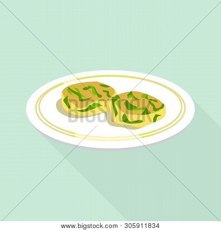 Spinach Cookie Icon. Flat Illustration Of Spinach Cookie Vector Icon For Web Design