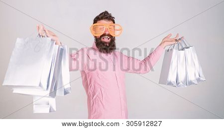 Happy Shopping With Bunch Paper Bags. Shopping Addicted Consumer. Profitable Deal. How To Get Ready 