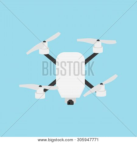 Quadcopter Top View Illustration. Drone Flat Vector Object.