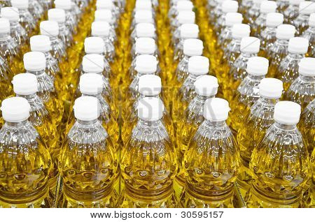Bottled oil selling in a market