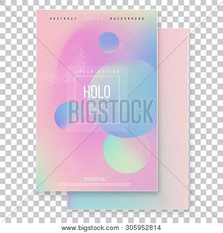 Furistic Modern Holographic Cover Set. 90s, 80s Retro Style.  Hipster Style Graphic Geometric Hologr