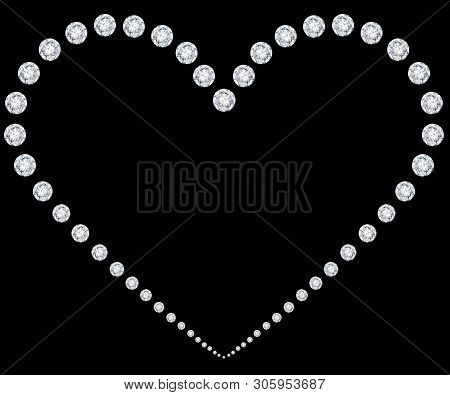 Diamonds Heart Decoration Frame On Black Background