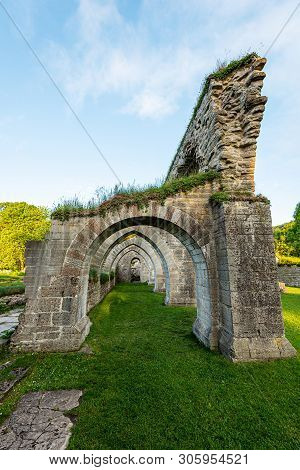 Ancient Ruins Of Alvastra Abbey In Swedem