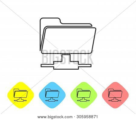 Grey Ftp Folder Line Icon On White Background. Concept Of Software Update, Ftp Transfer Protocol, Te